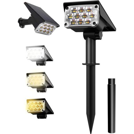 Solar-Wandleuchte mit 20 LEDs, 3 einstellbaren Farben (3000K/4000K/6000K), Schutzart IP65, 2000-mAh-Akku (1/5)