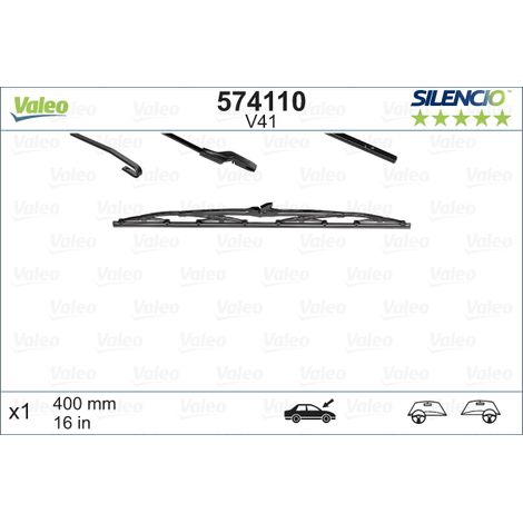 Balai d'essuie-glace Valeo 574110 ABARTH 161955427 161998003 1733613 51791213 (1/4)