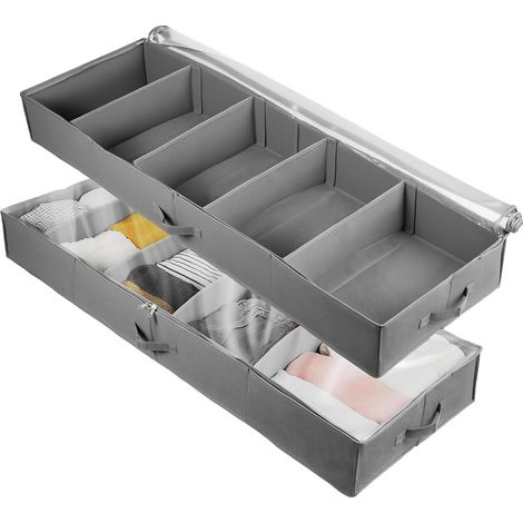 Trintion 2-Pack Underbed Storage Boxes with Lid, 160L (80L Each) Foldable Under Bed Storage Organiser with Clear Window & Handles, Clothes Storage for Blankets, Duvets, Bedding (1/5)
