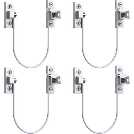 4pcs Entrebâilleur Fenêtre Porte Restricteur de Porte de Fenêtre Verrou Fenetre UPVC Verrouillage de Limite Verrou de Sécurité Câble Serrure de Limite Avec Clé et Vis (1/5)