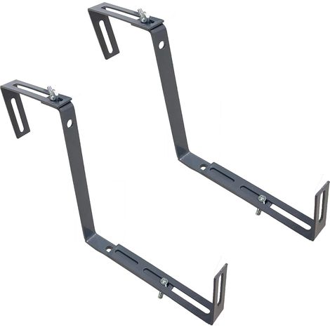 Lot de 2 Support réglable pour Pot de Fleurs, Accroche jardinière en métal pour Le Balcon, Crochets muraux pour Pots de Fleurs, balustrades, balcons, Pas de perçage nécessaire (Gris) (1/5)