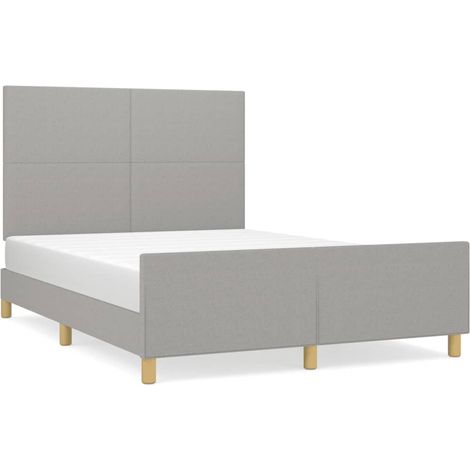 Lit adulte pour 2 personnes avec tête de lit, Structure de lit, Assemblage Facile, Gris clair 140x200 cm OIB5947E (1/3)