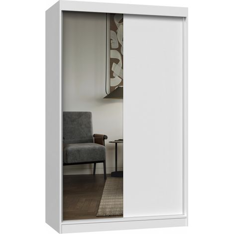 PAOLO - Schrank mit 2 Schiebetüren - 1 Spiegel - B. 120 cm - 2-türiges Ankleidezimmer (1/5)