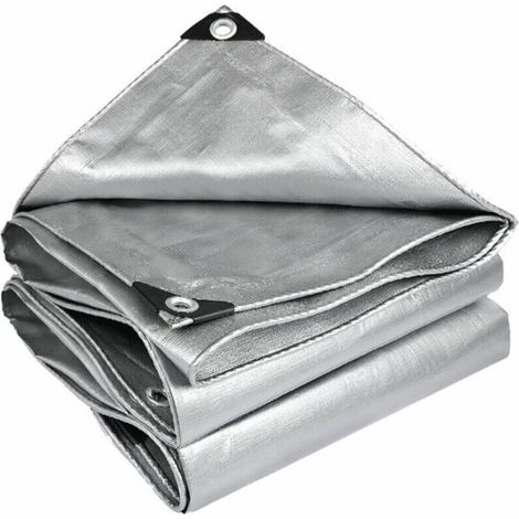12 waterproof 20-foot tarpaulins, silver, UV-resistant, with rings and reinforced edges, for roofs, camping, and swimming pools