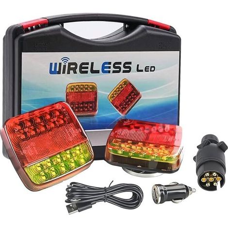2pc Kit d'éclairage LED magnétique sans fil,éclairage de remorque-feu arrière magnétique à LED,feu arrière de camion pour remorque
