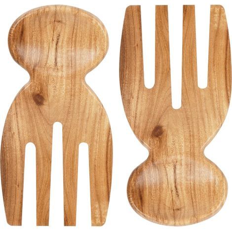 Pince à Salade, 2 Poignées en Bois, Pince à Salade en Bois, Servierutensilien à Salade en Bois, 17 cm x 7,5 cm (1/5)