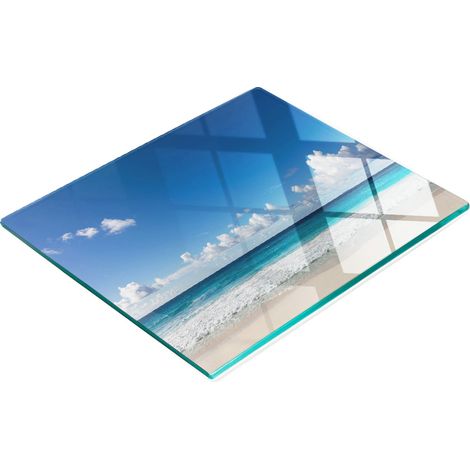 Tavoletta decorativa multifunzionale in vetro per cucina, stile Seychelles Beach, 60x52 cm (1/5)