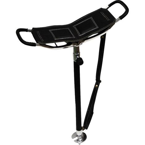 Tabouret pliant noir – Hauteur d’assise réglable 540-750 mm – Matériau métal et cuir – Compact et léger pour déplacements