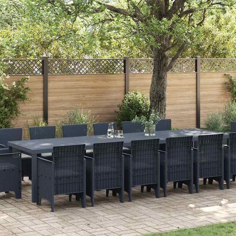 Garden Dining Set 15 pcs Anthracite Polt rattan vidaXL