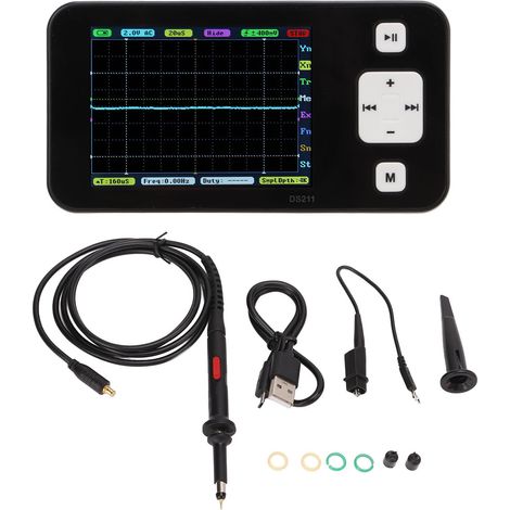 Oscilloscope Mini Portatif 1 Voie 200kHz Bande Passante, Appareil de Poche de Niveau Débutant DS211 (1/5)