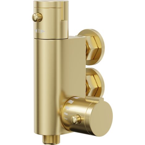 Colore Brushed Brass Vertical Thermostatic Bar Valve (1/5)