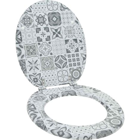 Soft-Close Toilet Seat Grey 44 x 38 cm MDF board vidaXL