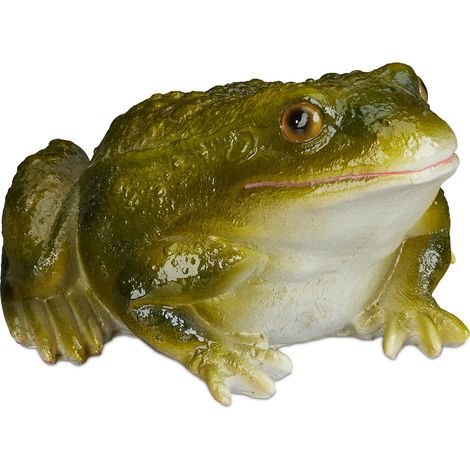 10 x Gartenfigur Frosch, wetterfest, für Balkon, Terrasse, am Teich, Kunststein, sitzende Dekofigur Frosch, grün