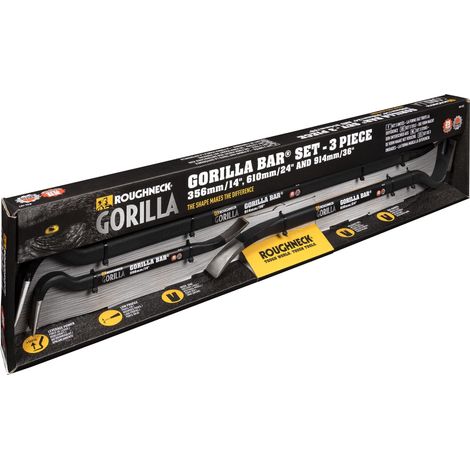 Set di 3 pezzi di piede di porco Roughneck Gorilla Bar (misure 14", 24", 36", piede di porco, acciaio di alta qualità, impugnatura verniciata a polvere) (1/5)