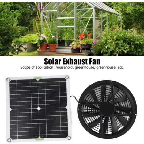 Kit de ventilateur à panneau solaire, ventilateur d'extraction solaire portable étanche 100 W 12 V avec protection métallique, pour poulailler, serre, abri de jardin, animalerie, conduit d'évacuat (1/4)