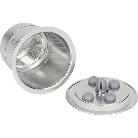 Filtre à café réutilisable à 5 trous en acier inoxydable, rechargeable, avec goupillon et cuillère. (1/5)