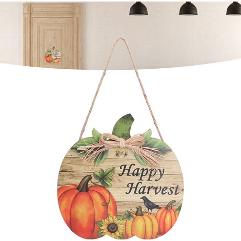 Türdekoration im amerikanischen Landhausstil für Thanksgiving, Holzkürbis, JM00909 (1/5)