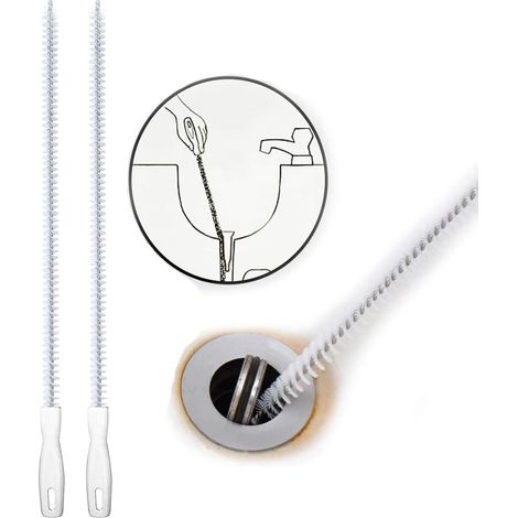 Lot de 2 brosses de nettoyage pour trop-plein d'évier, attrape-cheveux pour canalisations, outil de débouchage et de nettoyage