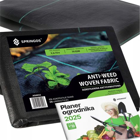 TELA AGRICOLA 70G 3,2x10m NERA TESSUTO AGRICOLO UV SPESSO FORTE ANTI-ERBA (1/5)