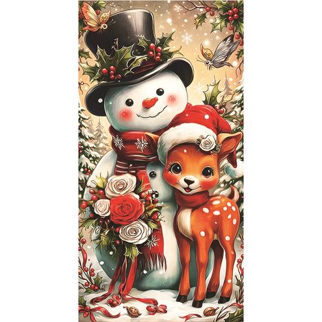 Décoration de porte de Noël neuve, motif cadeau du Père Noël, toile de fond pour une ambiance festive - 90 x 180 cm (perforée + ruban) - 1