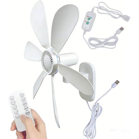 (Blanc) Ventilateur mural de 16,5 pouces avec télécommande et minuterie  petit ventilateur USB 5V, 4 réglages de vitesse. (1/5)