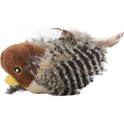 Jouet pour chat oiseau anti-stress avec plumes et chant simulé. (1/5)