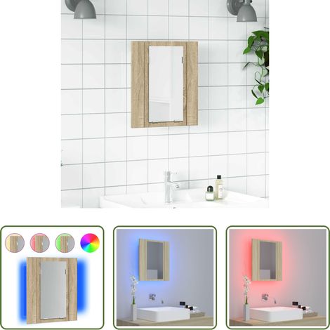 vidaXL Sonoma-Eiche -  LED-Bad-Spiegelschrank Sonoma-Eiche 40x12x45 cm Acryl (1/5)