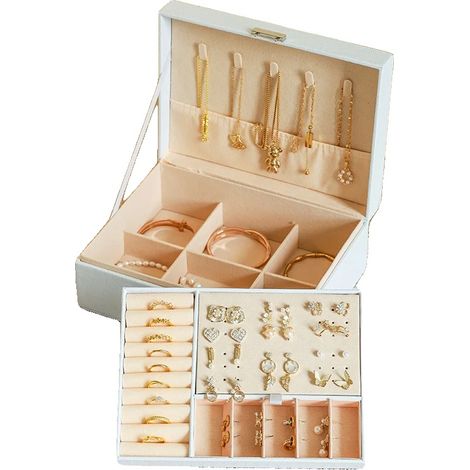 Schmuckaufbewahrungsbox, Elegante runde Form, Langlebige Materialien, weiße einfach1 (1/2)