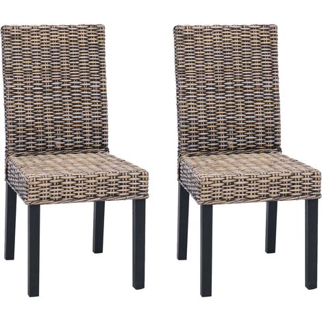 Dining Chair 2 pcs Solid Mahogany Wood Black Wash vidaXL