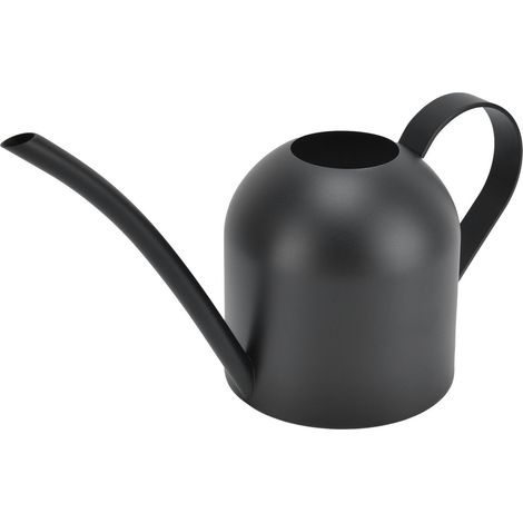 Regadera de acero inoxidable negro con una capacidad de 500 ml y boquilla larga, ideal para plantas y flores en maceta. (1/5)