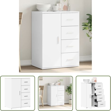 The Living Store Buffet blanc 59x39x80 cm bois d'ingénierie - Buffet - Meuble De Rangement - Armoire - Commode - Mobilier (1/5)