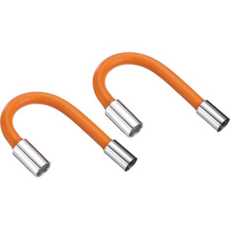 2 pièces tube d'extension en mousse, rallonge de robinet, tube d'évacuation d'évier, tube d'extension de robinet de salle de bain, rallonge, tuyau d'eau flexible, adaptateur orange (20 cm) (1/4)