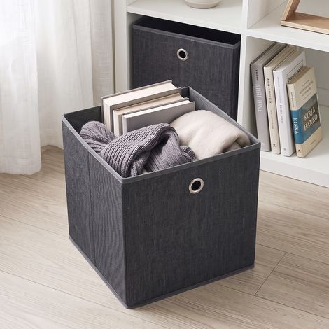 Sekey Aufbewahrungsbox Aufbewahrungsboxen 6er Set Faltbare Ordnungsboxen mit Griff 33 x 33 x 33 cm Dunkelgrau Faltboxen aus Vliesstoff für Aufbewahrung (1/5)