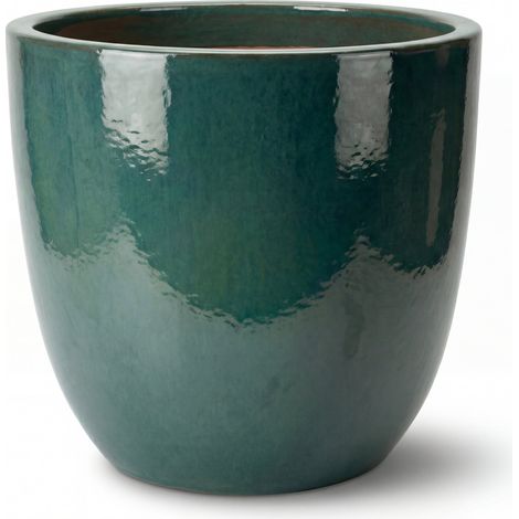 Pot grande taille d'extérieur LANCELOT 57x50cm jade, fait main en terre cuite émaillée, résistant au gel (1/5)