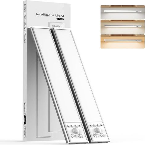 Lampe LED sous meuble 40 cm – Batterie 2000 mAh rechargeable USB, capteur de mouvement, éclairage sans fil avec 3 températures de couleur réglables, pour cuisine, placard et escalier (1/4)
