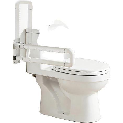 Barra de apoyo para baño, diseño plegable, alta capacidad de carga, BLANCA (1/5)