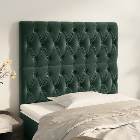 Lot de 2 Têtes de lit,Panneau de lit,Pour Lit adulte,Décoration murale Vert foncé 100x7x78/88 cm Velours XZZ418846 (1/5)