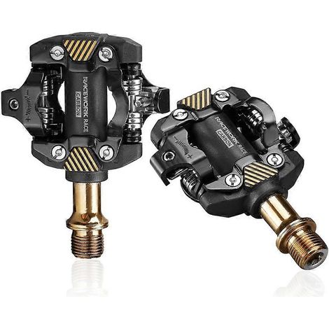RACEWORK SPD-Mountainbike-Pedale mit Selbstverriegelung, Cleats, Kugellager-Fußrasten, Fahrradteile – Gold (1/5)