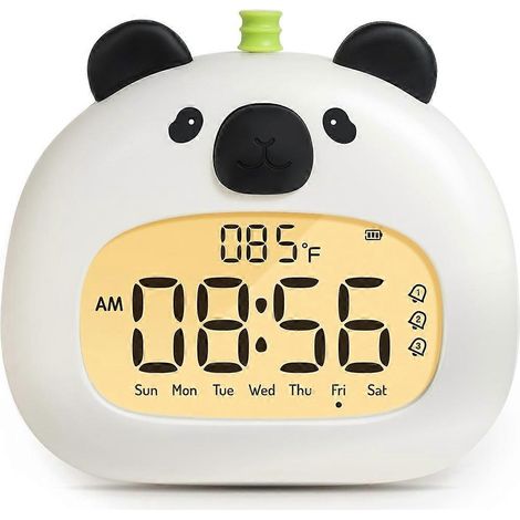 Réveil Panda pour enfants, rechargeable par USB, avec 3 alarmes et minuteur pour faciliter le réveil. Idéal comme cadeau pour les garçons et les filles. (1/5)