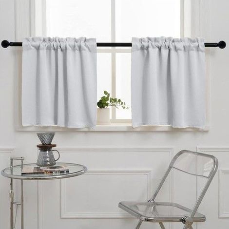 Rideau occultant café - Pickluc - Gris-blanc - 61 cm de long - À œillets - Tissu occultant 100% polyester - 230 g/m² (1/5)