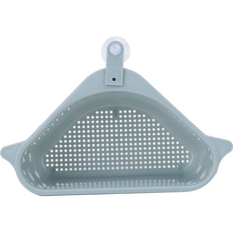 Égouttoir de cuisine, porte-éponge triangulaire à ventouses en plastique, égouttoir à légumes grande capacité, étagère de rangement, support suspendu, 2 pièces (1/5)