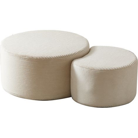 Set de 2 tables basses rondes rembourrées en mousse, modernes – Pour salon, aucune montage requis