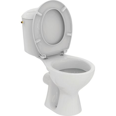 Porcher – Pack WC Noe sans bride – Cuvette en porcelaine vitrifiée – Sortie horizontale – Réservoir à alimentation latérale – Mécanisme de chasse 3/6L
