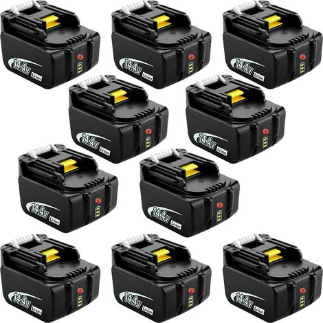 Powerwings – Batteries lithium 14,4V 5,0Ah – Lot de 10 – Compatible avec Makita BL1415 BL1430 BL1440 – Certification CE – Temps de charge 500+ (1/5)