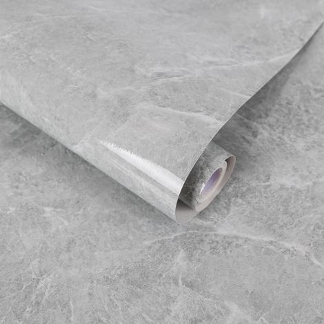 rouleau de papier peint en marbre auto-adhésif autocollant au sol et mural étanche film décoratif 1 300 x 40 cm Gris (1/5)