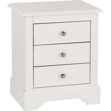 Stratford 3 Drawer Bedside - L38 x W50 x H58.5 cm - White