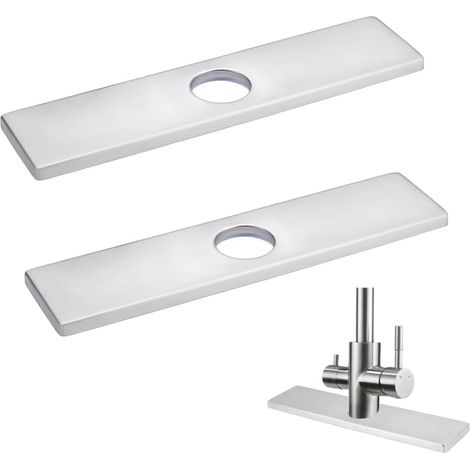 2pcs Stainless Steel Sink Faucet Base Plate 10 Inch Kitchen Sink Tap Hole Cover Bridge Plate Patch 1 Hole Cover Plates for Kitchen (1/5)