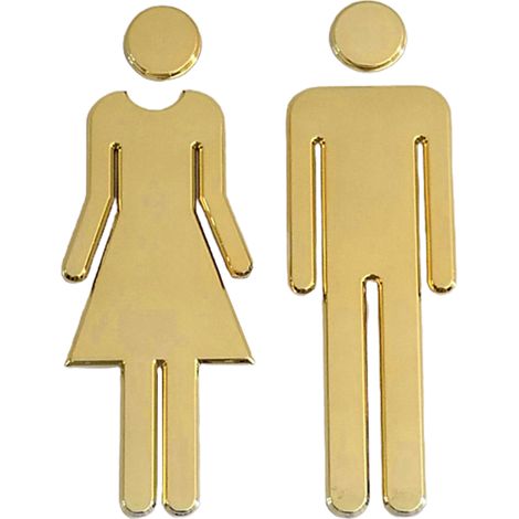 Selbstklebendes WC-Schild – ABS und Metall – Abmessungen 200 x 65 x 5 mm – Farben Silber, Bronze, Gold – 2 Stück (männlich und weiblich) (1/5)