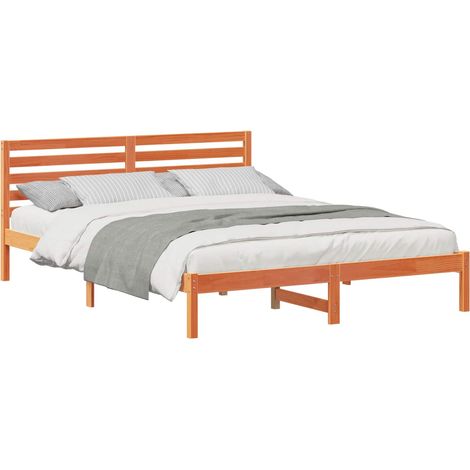 Maison Exclusive - Cadre de lit avec tête de lit Brun cire 160 x 220 cm Pin massif (1/5)