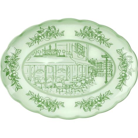 Bandeja ovalada grande Josephine verde polvere 51,5x38x3,5